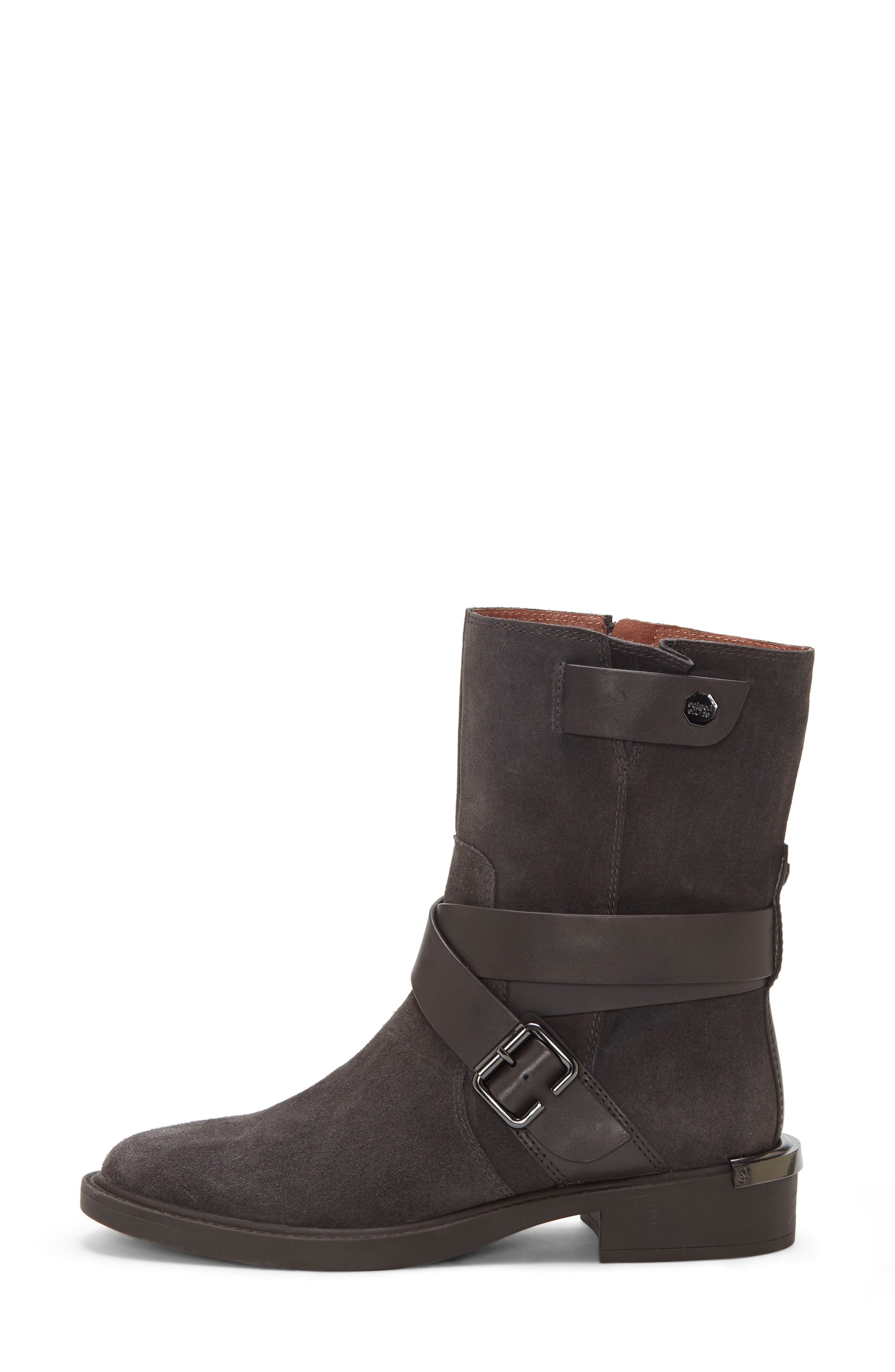 Louise et Cie Tandy Moto Round Toe Block Heel Ankle Boots BURNT TAWNY Mid Calf (STORM GREY, 10)